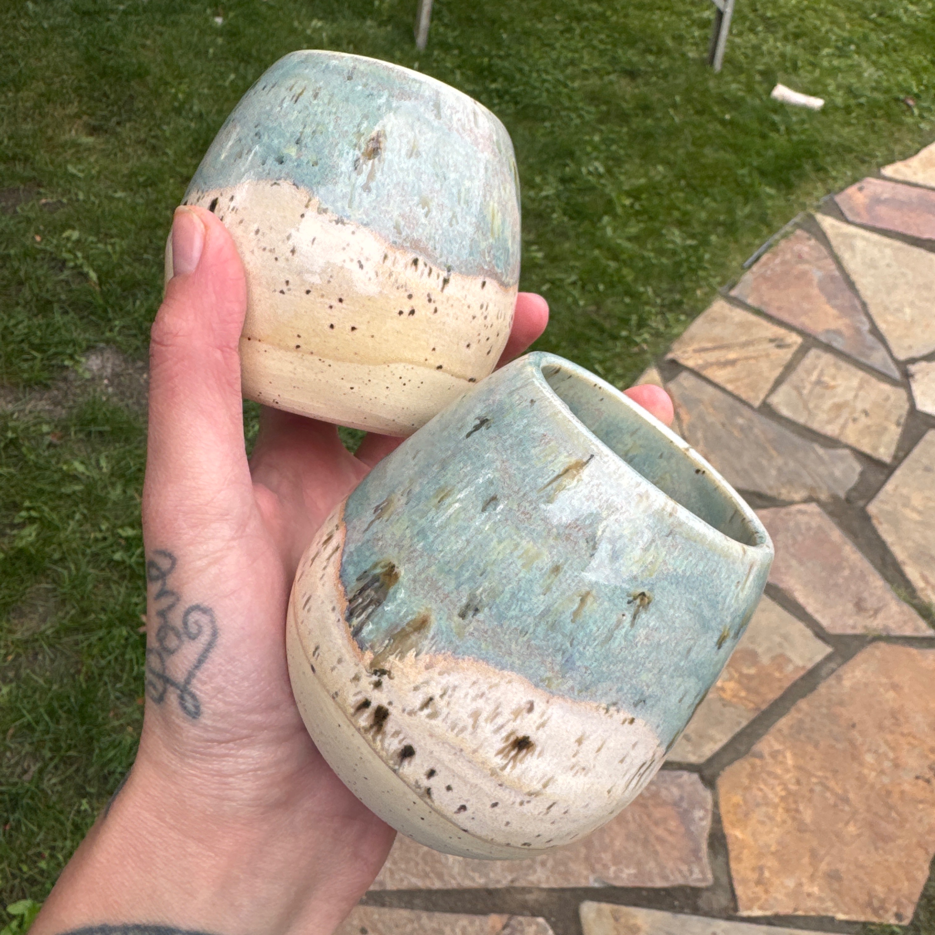 Xcvc Textured turquoise over river birch | glazeshare